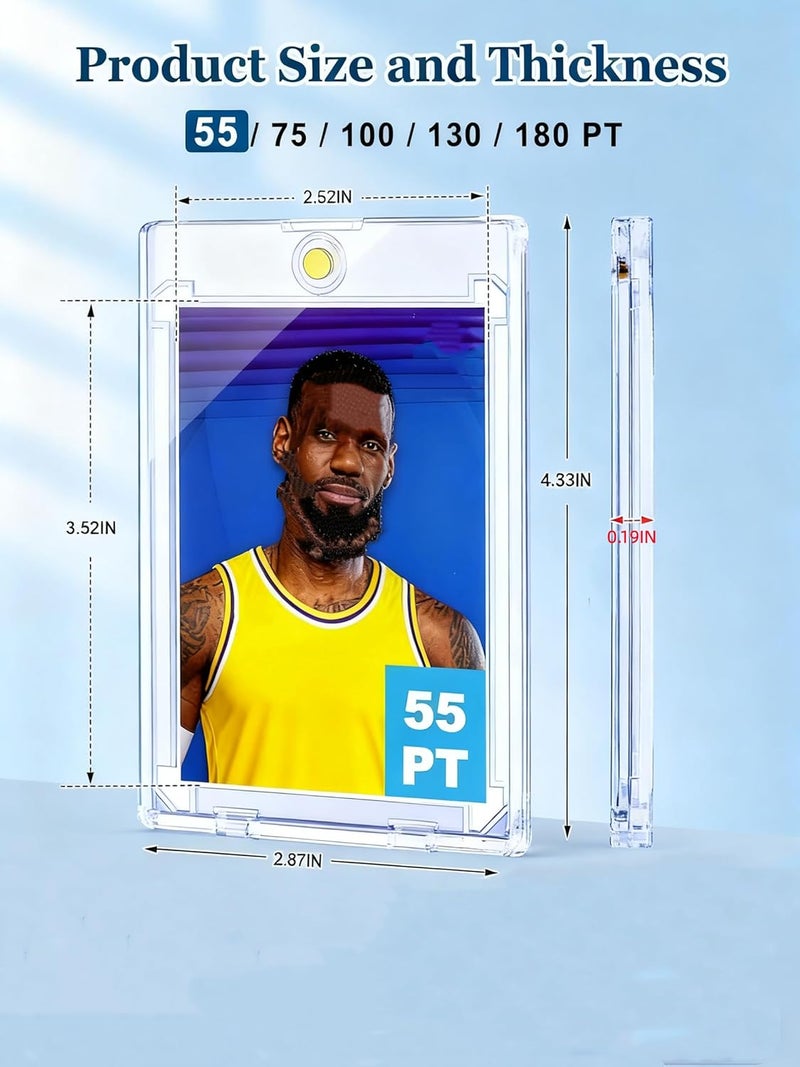 YZtree 55 pt Magnetic Card Cases: 50ct One Touch Card Holder for Trading Cards, U-V Protection Hard Cards Sleeves Case for Sports Game Cards, Football, Baseball - Image 2